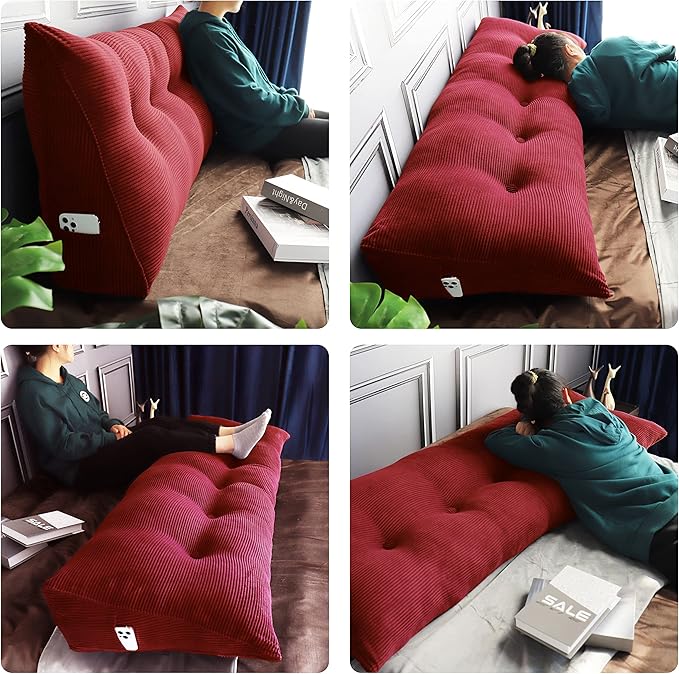 WOWMAX 100% Cotton Corduroy Headboard Pillow – California King Size Back - Image 3