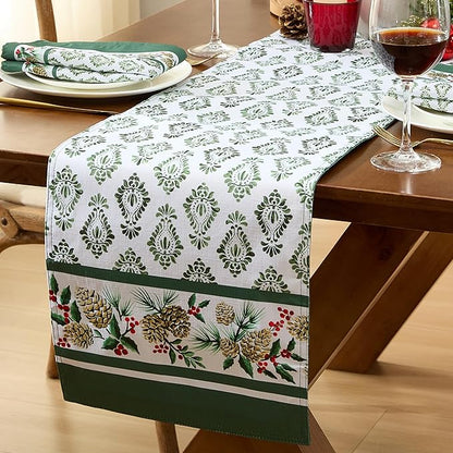 Newbridge Christmas Holly Pinecone Border 70 Inch Long Fabric Table Runner - Image 7