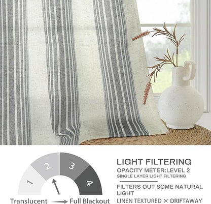 DriftAway Farmhouse Vertical Striped Linen Blend Textured Light Filtering Semi - Image 4