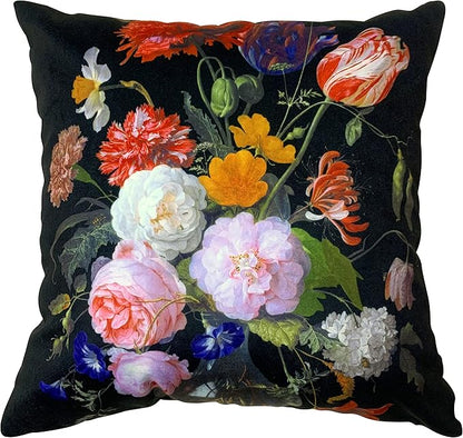 Vintage Dutch-Style Floral Still Life 18x18 Throw Pillow Cover Double-Sided by whooplaArt