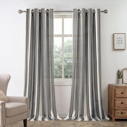 DriftAway Farmhouse Vertical Striped Linen Blend Textured Light Filtering Semi by DriftAway