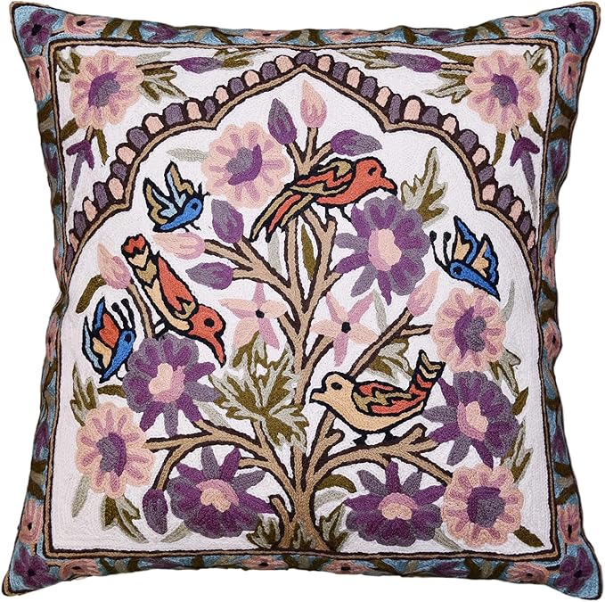 Tree of Life Pillow Cover Lavender Floral Pillowcase Botanical Flower Pillows by Kashmir+Designs