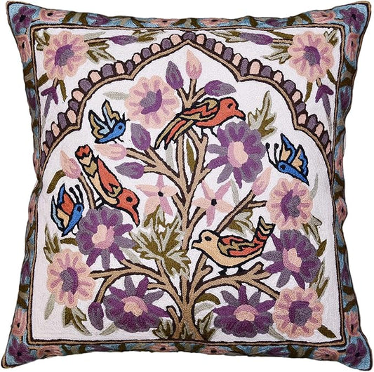 Tree of Life Pillow Cover Lavender Floral Pillowcase Botanical Flower Pillows by Kashmir+Designs