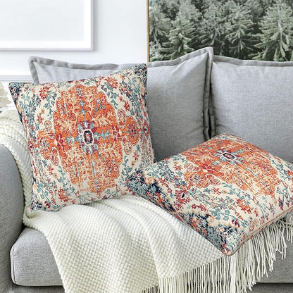 Throw Pillow Covers Boho Orange Pillow Covers 20x20 Inch Set of 2 Rug Boho - Image 5