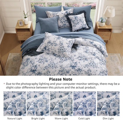 bloomhaven full size comforter sets-7 pieces blue floral, view 9