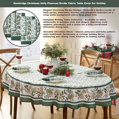 Newbridge Christmas Holly Pinecone Border Set of 4 Fabric Placemats, Holiday - Image 8