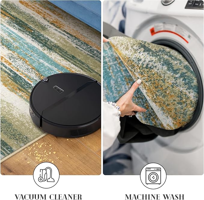 Modern Abstract 8x10 Large Machine Washable Living Room Rug Non-Slip Soft - Image 6