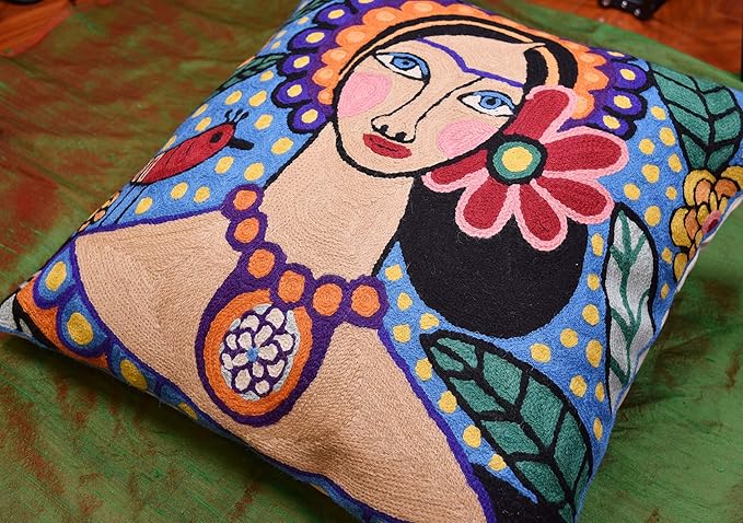 Frida Inspired Pillow Cover Necklace Mexican Art Floral Pillowcase Hand - Image 7