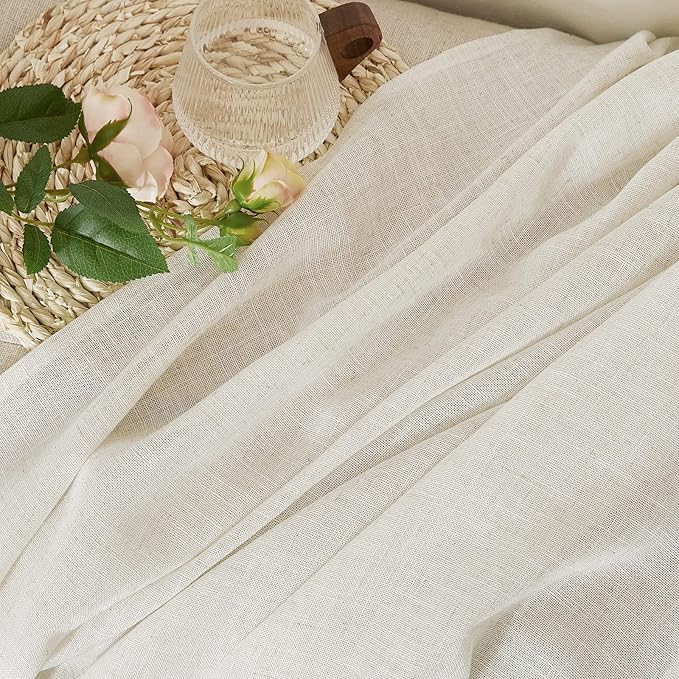 NICETOWN Semi Sheer Linen Burlap Curtains - Image 6