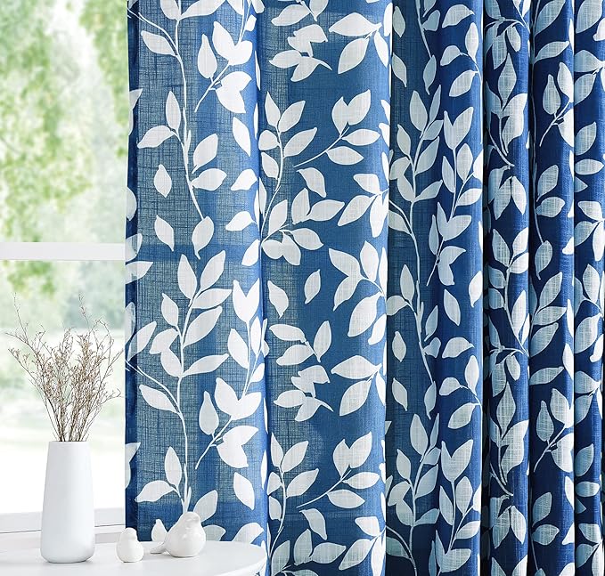 Treatmentex Navy Blue Semi-Sheer Curtains - Image 2