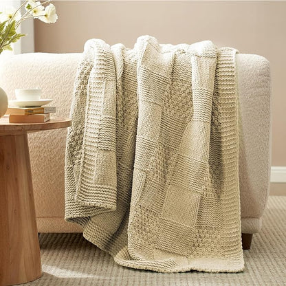 Amélie Home Checkered Chenille Knit Throw Blanket - Image 2