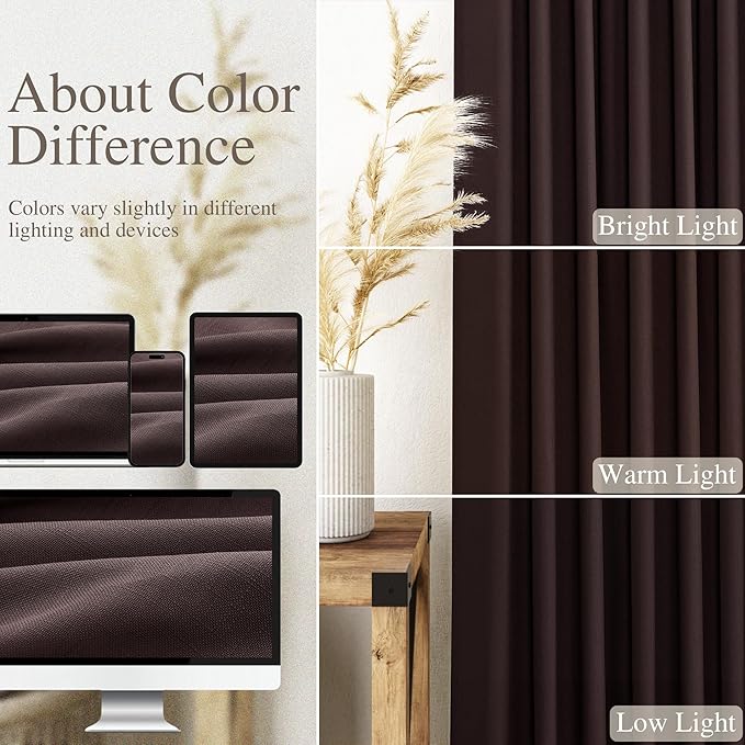 Coffee Brown Linen Curtains 90 inch Length - Image 4