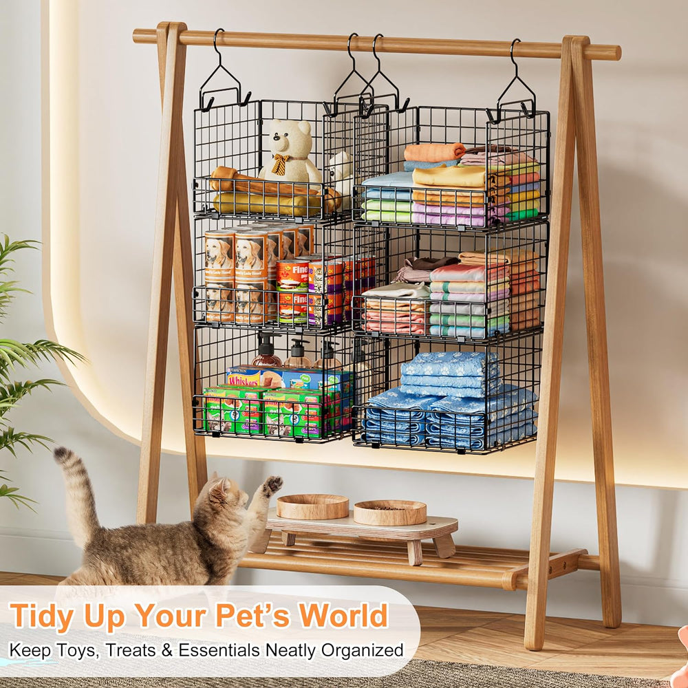 Sonyabecca 3-Tier Closet Organizers and Storage, Foldable Stackable Wire Bask...