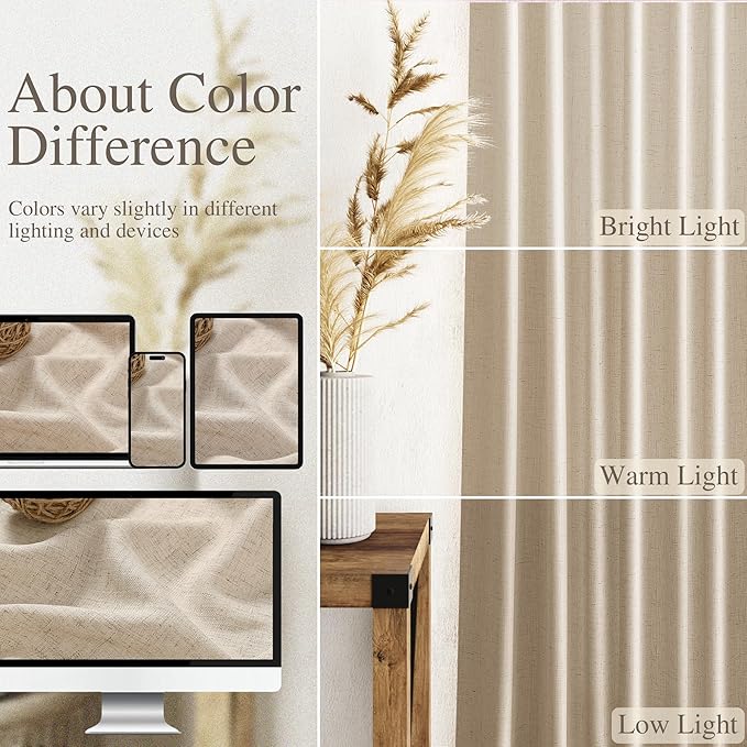 Nanspring Long Linen Curtains 102 Inches Long - Image 3