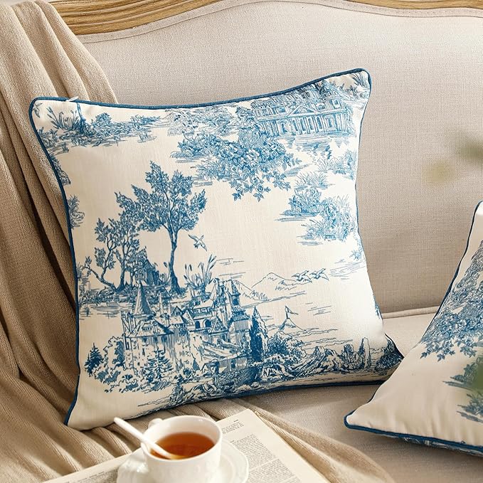 patdrea Designer Square Throw Pillow Covers Set of 2, Rustic Linen - Image 8