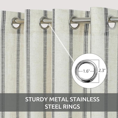 DriftAway Farmhouse Vertical Striped Linen Blend Textured Light Filtering Semi - Image 2