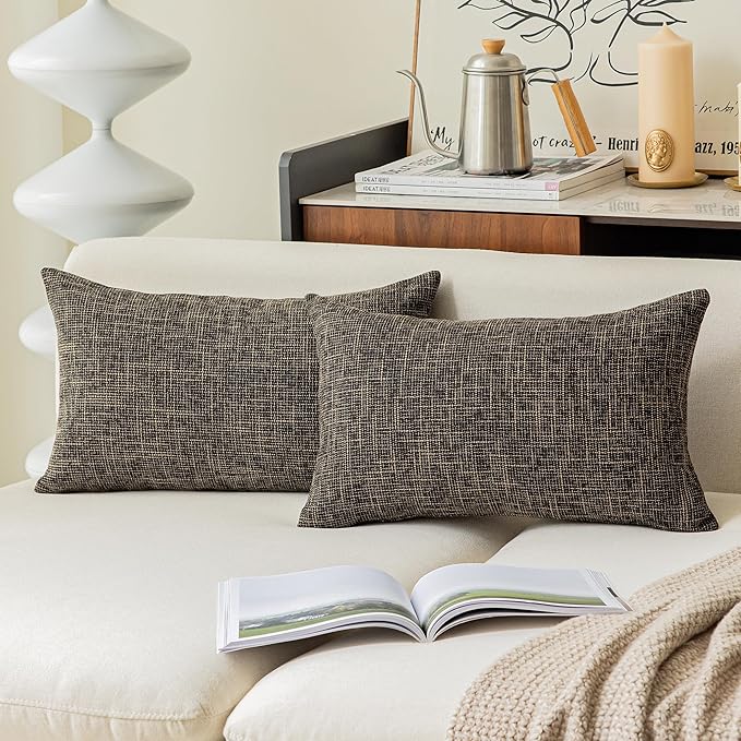 Kevin Textile Faux Linen Square 2 Tone Woven Fine Throw Pillow Sham Cushion by KevinTextile