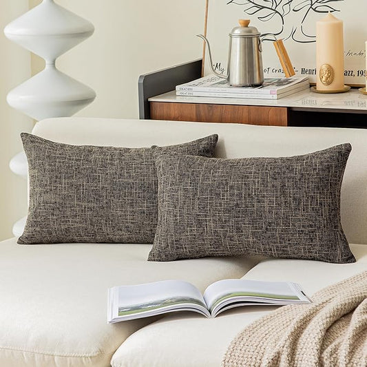 Kevin Textile Faux Linen Square 2 Tone Woven Fine Throw Pillow Sham Cushion by KevinTextile