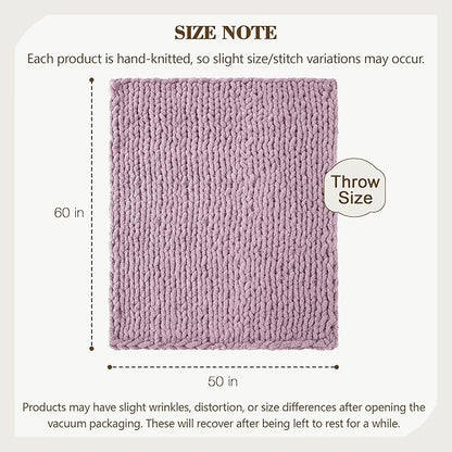 Carriediosa Chunky Knit Throw Blanket 50" X 60", 100% Hand Made Large Chenille - Image 3