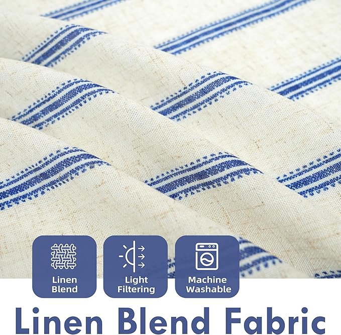 DriftAway Farmhouse Vertical Striped Linen Blend Textured Light Filtering Semi - Image 2