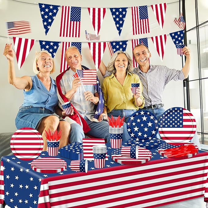 142Pcs American Flag Party Decorations Memorial Day 4th of July Patriotic - Image 6