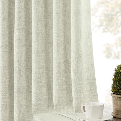 CUCRAF Linen 100% Blackout Curtains 108 Inch Length 2 Panels Set, Back Tab and - Image 8