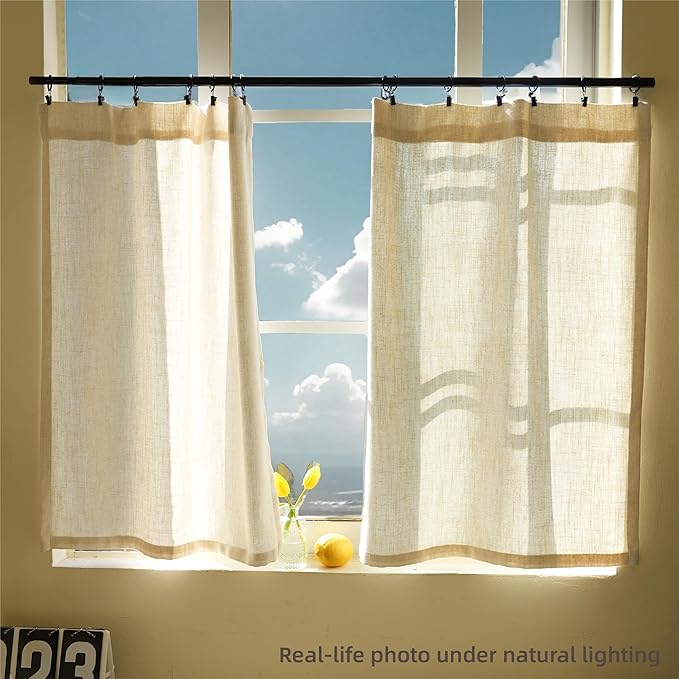 AIRLAKE Linen Blend Tier Curtains, 26 x 36 inches, Boho Farmhouse Rustic Style - Image 9