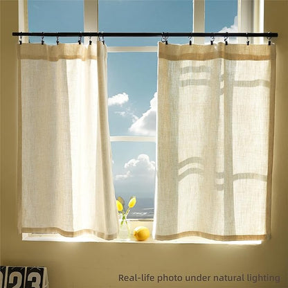 AIRLAKE Linen Blend Tier Curtains, 26 x 36 inches, Boho Farmhouse Rustic Style - Image 9