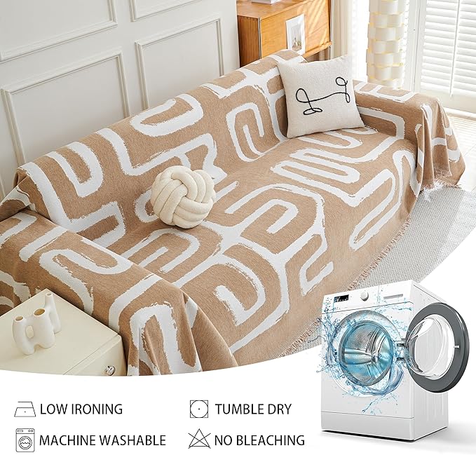 MEETSKY Boho Couch Cover Sofa Cover Washable, Chenille Sofa Covers - Image 5