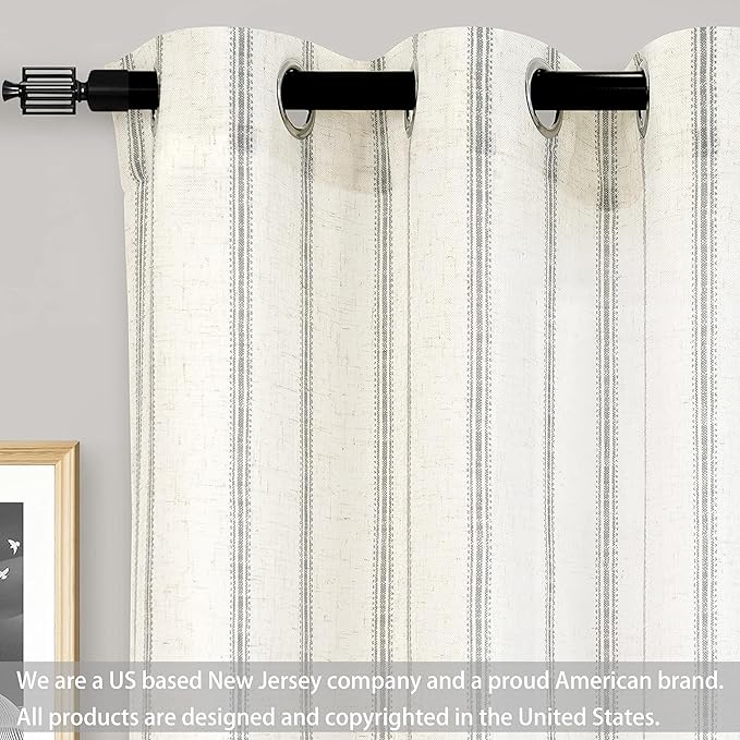 DriftAway Farmhouse Vertical Striped Linen Blend Textured Light Filtering Semi - Image 2