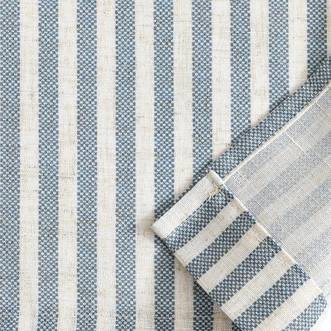 jinchan Tie Up Linen Textured Striped Bow Tie Curtain - Image 8