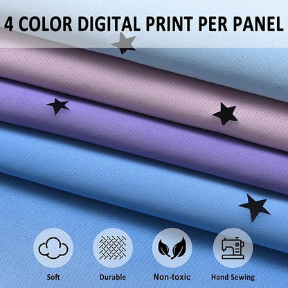 Kinryb Christmas Colorful Stripe Star Cut-Out Blackout Curtains - Image 8