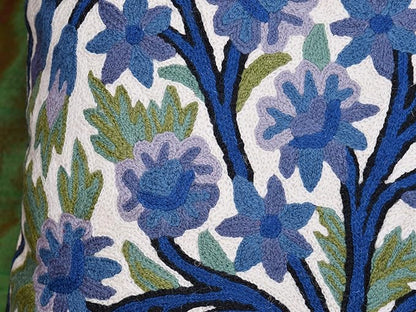Blue Tree of Life Pillow Cover Indigo Plant Floral Pillowcase Needlepoint - Image 9