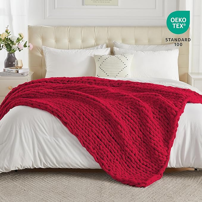 Carriediosa Chunky Knit Throw Blanket 60" X 80" Twin, 100% Hand Made Large - Image 4