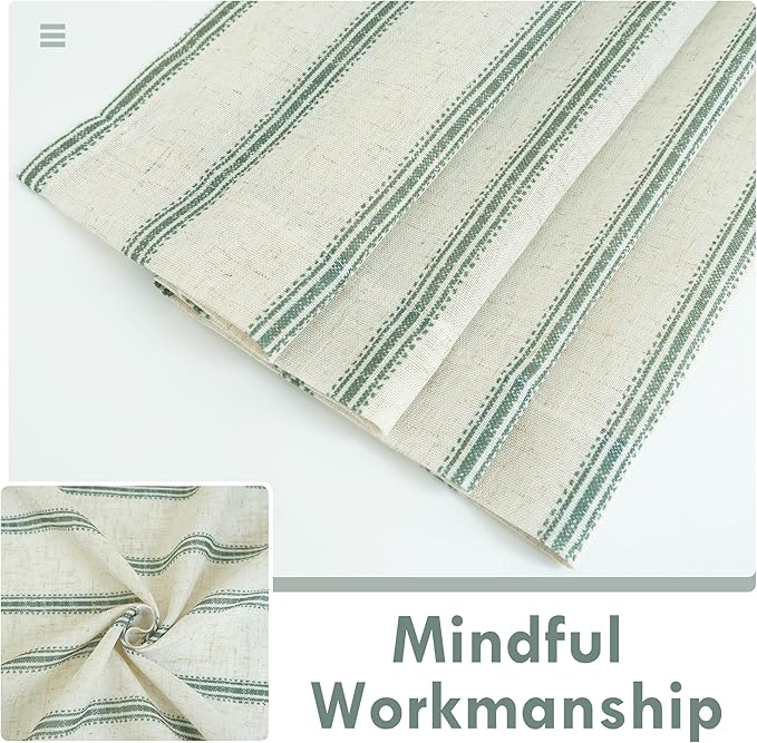 DriftAway Farmhouse Vertical Striped Linen Blend Textured Light Filtering Semi - Image 3