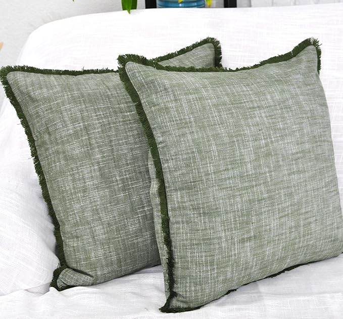 20x20 Textured Cotton Pillow Covers Green - Image 2