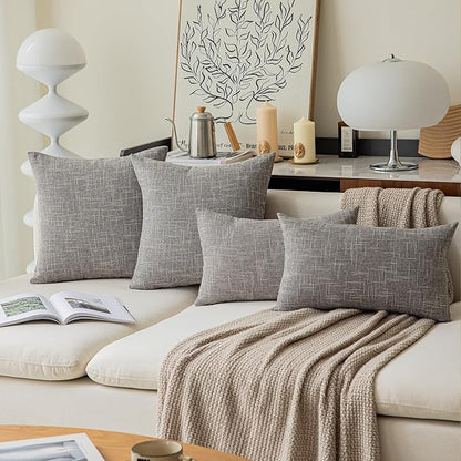 Kevin Textile Faux Linen Square 2 Tone Woven Throw Pillow Covers Sham Cushion - Image 9
