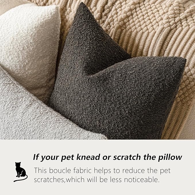 Foindtower Pack of 2 Textured Boucle Throw Pillow Covers Accent Solid - Image 4