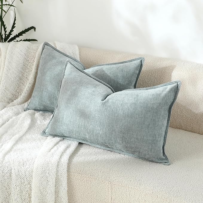 Stellhome Set of 2 Super Soft Textured Decorative Pillow Covers Lumbar Chenille - Image 7