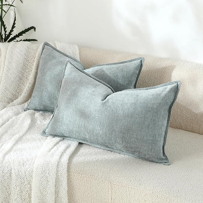 Stellhome Set of 2 Super Soft Textured Decorative Pillow Covers Lumbar Chenille - Image 7