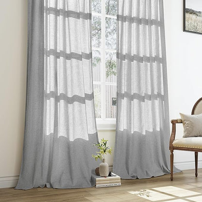 Grey Pinch Pleated Linen Curtains 100 Inches Long - Image 6