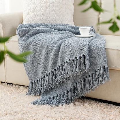 BATTILO HOME Bluish Grey Chenille Throw Blanket - Image 7