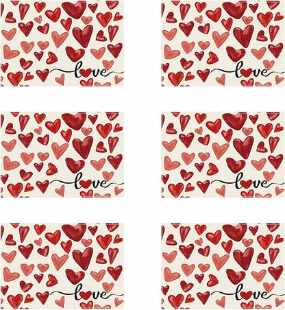 XCHI Watercolor Red Love Hearts Valentine’s Day Placemats Set of 6 Table Mats by XCHI