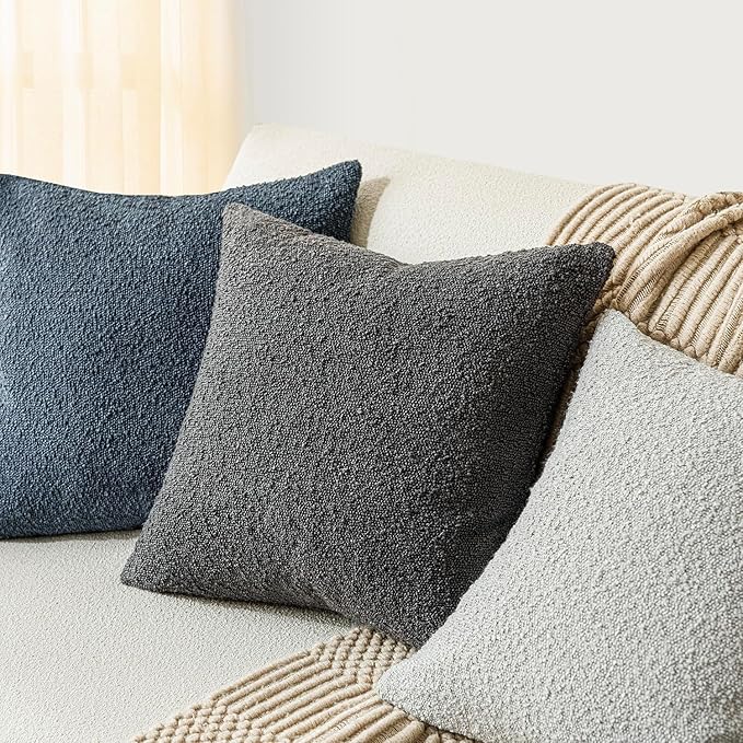 Foindtower Decorative Boucle Throw Pillow Covers Accent Solid Pillow Cases Cozy - Image 4