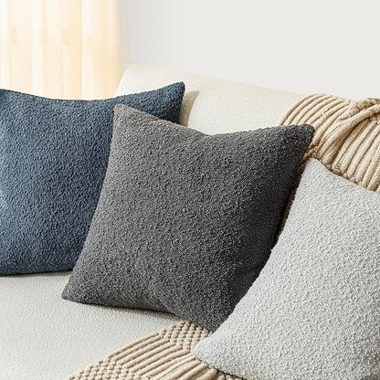 Foindtower Decorative Boucle Throw Pillow Covers Accent Solid Pillow Cases Cozy - Image 4