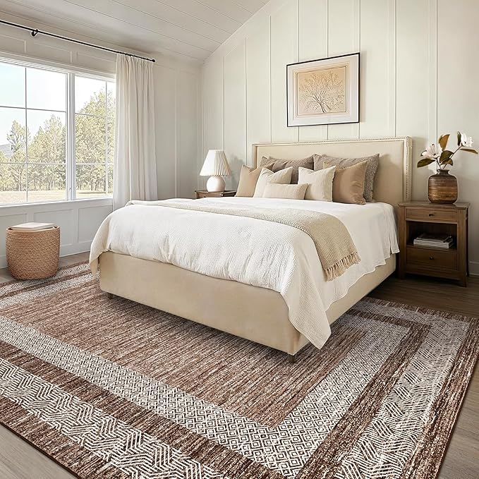 GarveeHome Large Washable Rug 9x12 Modern Geometric Non Slip Distressed - Image 8