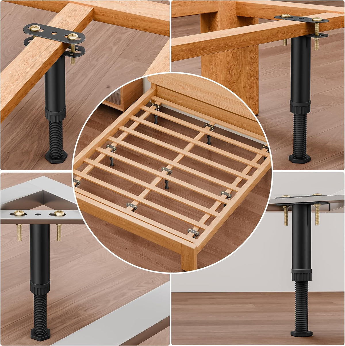 wlrrcwdttc 6 pcs adjustable height bed support legs, side view