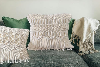 kiido Throw Pillow Covers Macrame Cushion Case Woven Boho Comfy Square Pillow - Image 4
