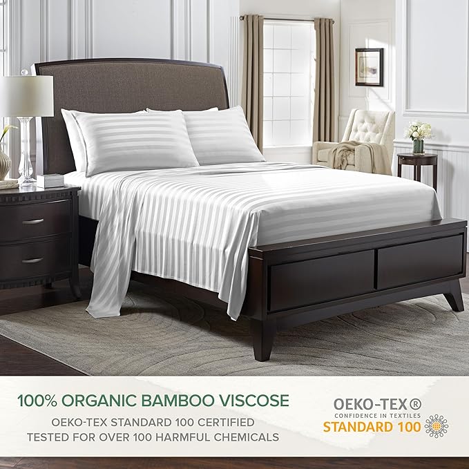 Pure Bamboo Full Sheets, Genuine 100% Organic Viscose Derived from Bamboo Bed - Image 2