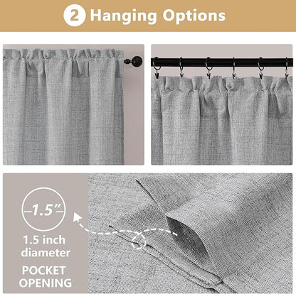 OVZME Grey Cafe Curtains 45 Inch Length 2 Panels, Thick Textured Kitchen Door - Image 6